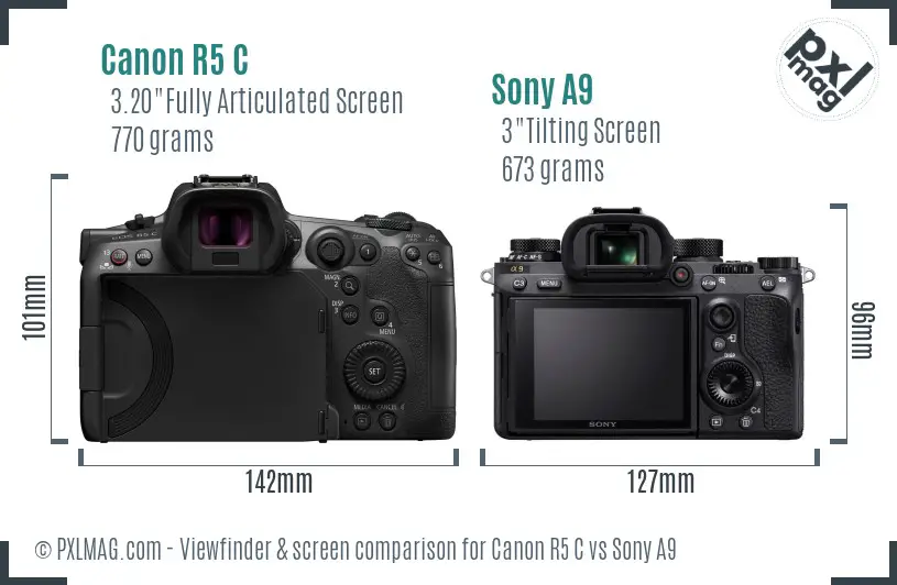 Canon R5 C vs Sony A9 Screen and Viewfinder comparison