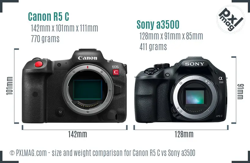 Canon R5 C vs Sony a3500 size comparison