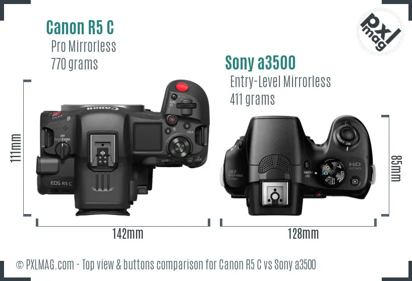 Canon R5 C vs Sony a3500 top view buttons comparison