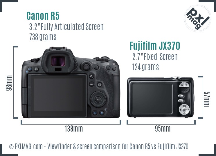 Canon R5 vs Fujifilm JX370 Screen and Viewfinder comparison