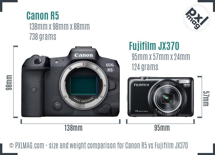 Canon R5 vs Fujifilm JX370 size comparison Canon R5 vs Fujifilm JX370 size comparison
