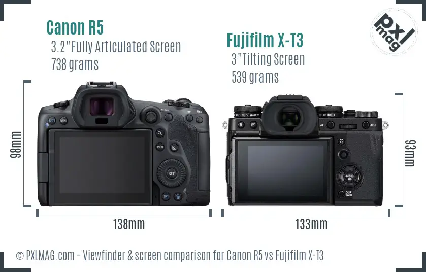 Canon R5 vs Fujifilm X-T3 Screen and Viewfinder comparison Canon R5 vs Fujifilm X-T3 Screen and Viewfinder comparison