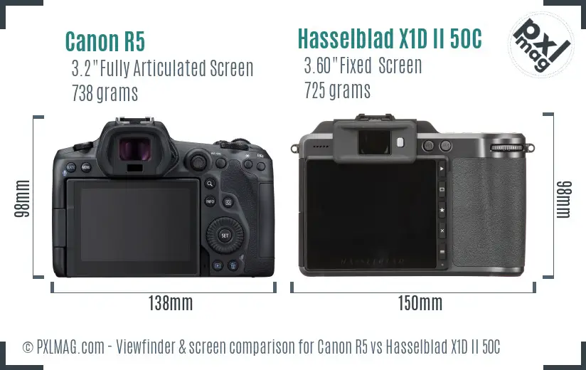 Canon R5 vs Hasselblad X1D II 50C Screen and Viewfinder comparison Canon R5 vs Hasselblad X1D II 50C Screen and Viewfinder comparison
