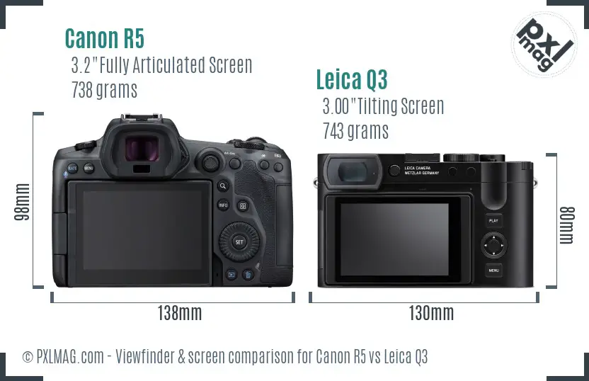 Canon R5 vs Leica Q3 Screen and Viewfinder comparison Canon R5 vs Leica Q3 Screen and Viewfinder comparison