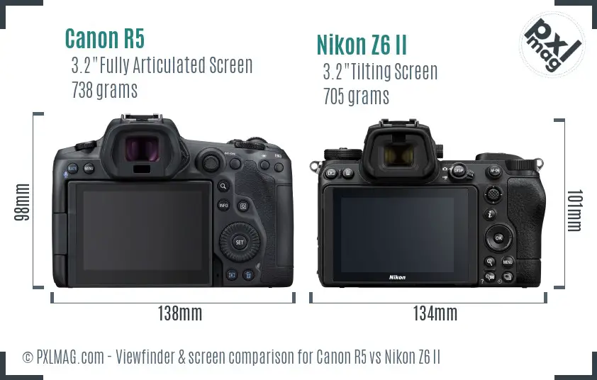 Canon R5 vs Nikon Z6 II Screen and Viewfinder comparison