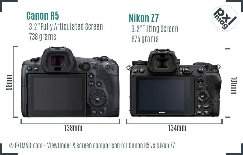 Canon R5 vs Nikon Z7 Screen and Viewfinder comparison