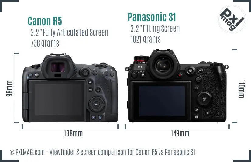 Canon R5 vs Panasonic S1 Screen and Viewfinder comparison