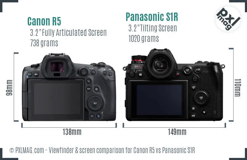 Canon R5 vs Panasonic S1R Screen and Viewfinder comparison