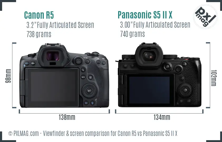 Canon R5 vs Panasonic S5 II X Screen and Viewfinder comparison