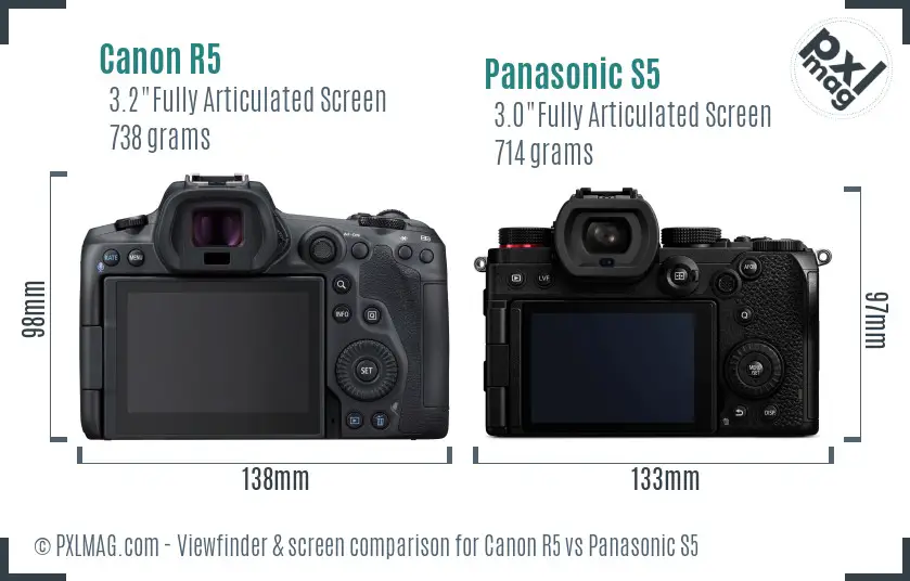 Canon R5 vs Panasonic S5 Screen and Viewfinder comparison
