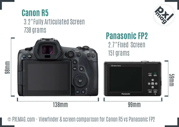 Canon R5 vs Panasonic FP2 Screen and Viewfinder comparison