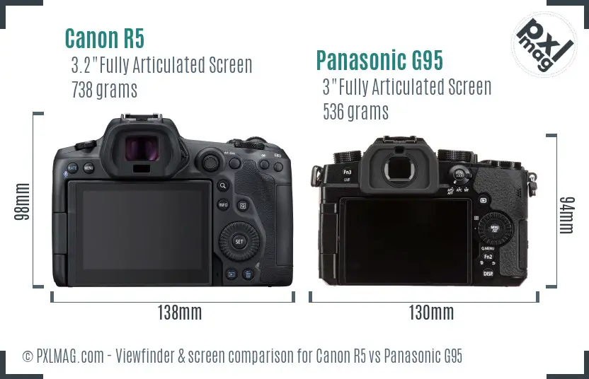 Canon R5 vs Panasonic G95 Screen and Viewfinder comparison
