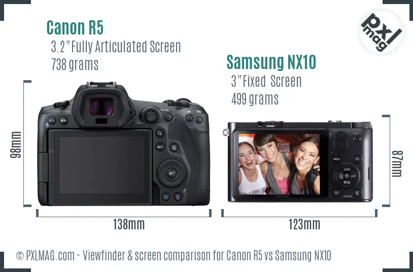 Canon R5 vs Samsung NX10 Screen and Viewfinder comparison Canon R5 vs Samsung NX10 Screen and Viewfinder comparison