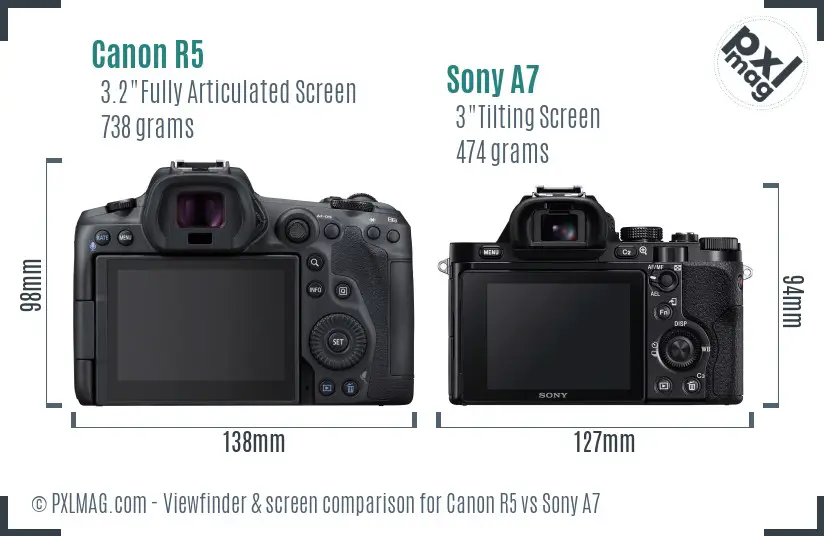 Canon R5 vs Sony A7 Screen and Viewfinder comparison