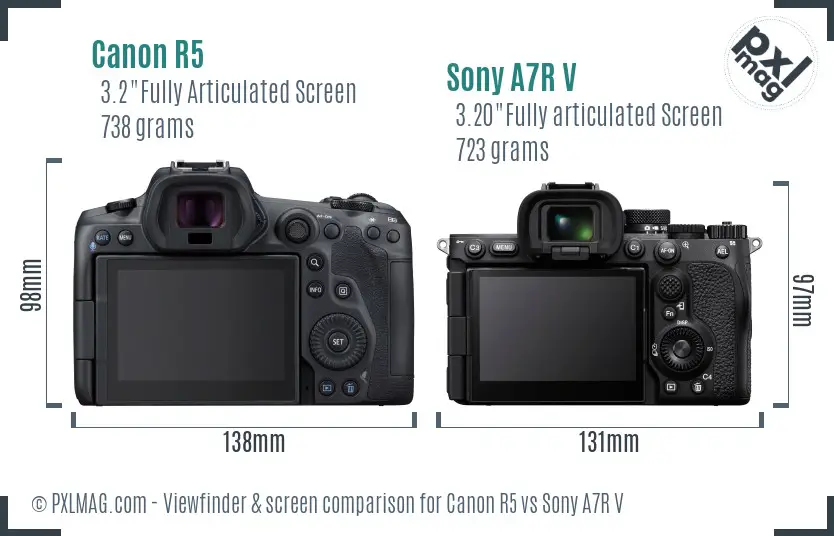 Canon R5 vs Sony A7R V Screen and Viewfinder comparison