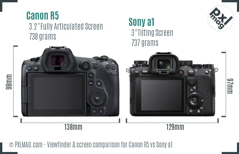 Canon R5 vs Sony a1 Screen and Viewfinder comparison