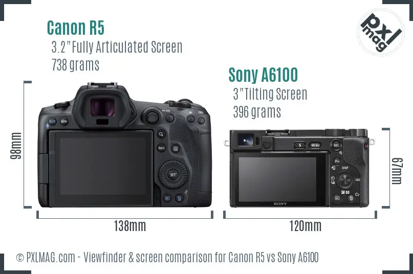 Canon R5 vs Sony A6100 Screen and Viewfinder comparison
