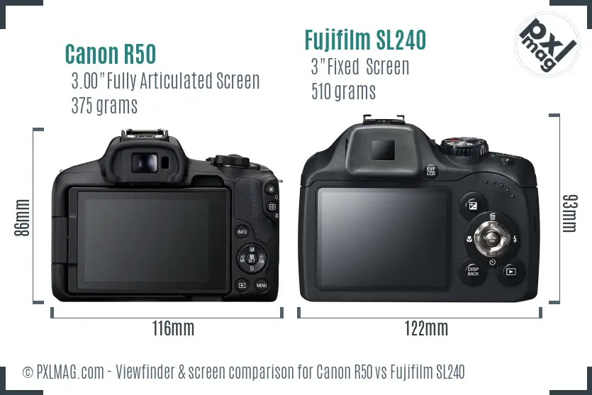 Canon R50 vs Fujifilm SL240 Screen and Viewfinder comparison Canon R50 vs Fujifilm SL240 Screen and Viewfinder comparison