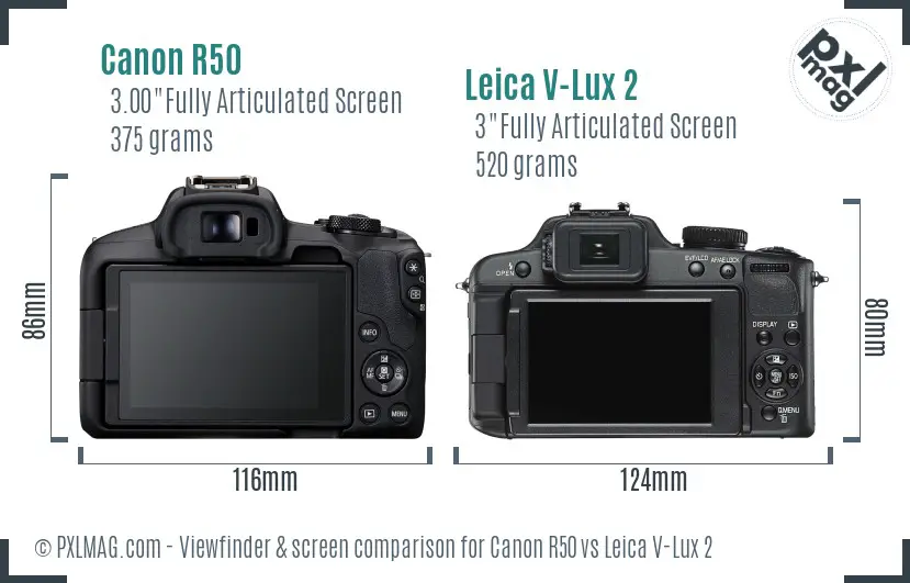 Canon R50 vs Leica V-Lux 2 Screen and Viewfinder comparison Canon R50 vs Leica V-Lux 2 Screen and Viewfinder comparison