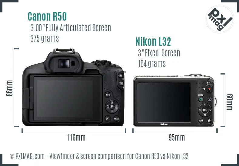 Canon R50 vs Nikon L32 Screen and Viewfinder comparison Canon R50 vs Nikon L32 Screen and Viewfinder comparison