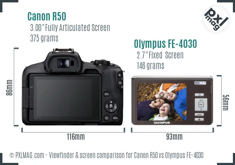 Canon R50 vs Olympus FE-4030 Screen and Viewfinder comparison Canon R50 vs Olympus FE-4030 Screen and Viewfinder comparison