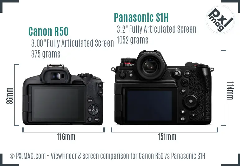 Canon R50 vs Panasonic S1H Screen and Viewfinder comparison