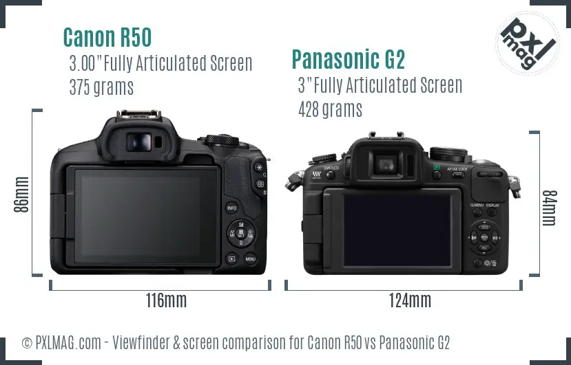 Canon R50 vs Panasonic G2 Screen and Viewfinder comparison