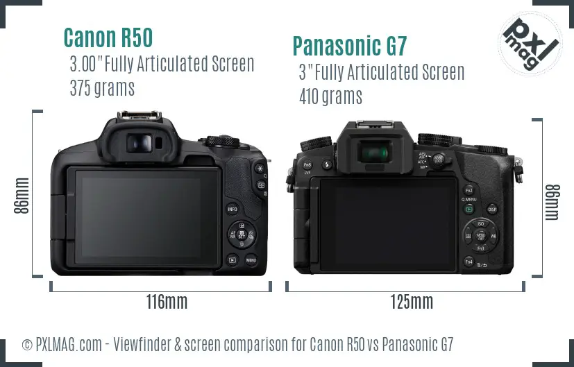 Canon R50 vs Panasonic G7 Screen and Viewfinder comparison