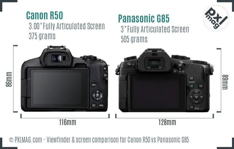 Canon R50 vs Panasonic G85 Screen and Viewfinder comparison Canon R50 vs Panasonic G85 Screen and Viewfinder comparison