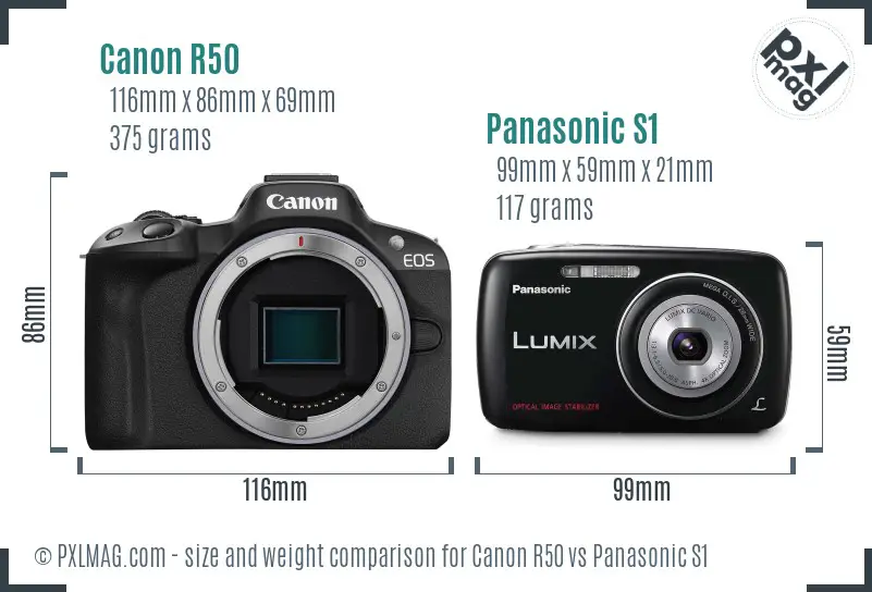 Canon R50 vs Panasonic S1 size comparison Canon R50 vs Panasonic S1 size comparison