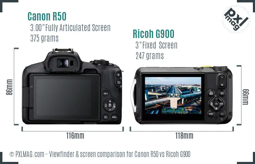 Canon R50 vs Ricoh G900 Screen and Viewfinder comparison Canon R50 vs Ricoh G900 Screen and Viewfinder comparison