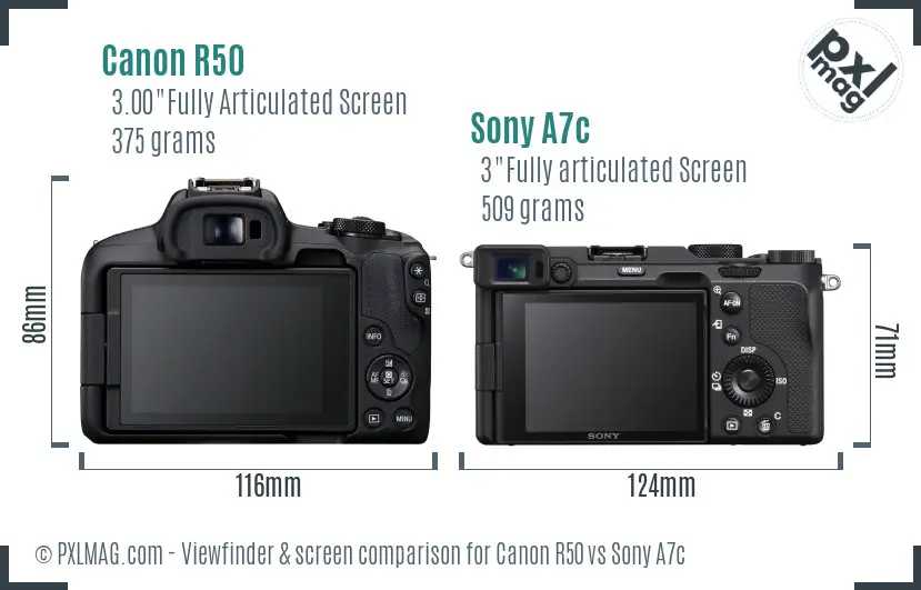 Canon R50 vs Sony A7c Screen and Viewfinder comparison Canon R50 vs Sony A7c Screen and Viewfinder comparison
