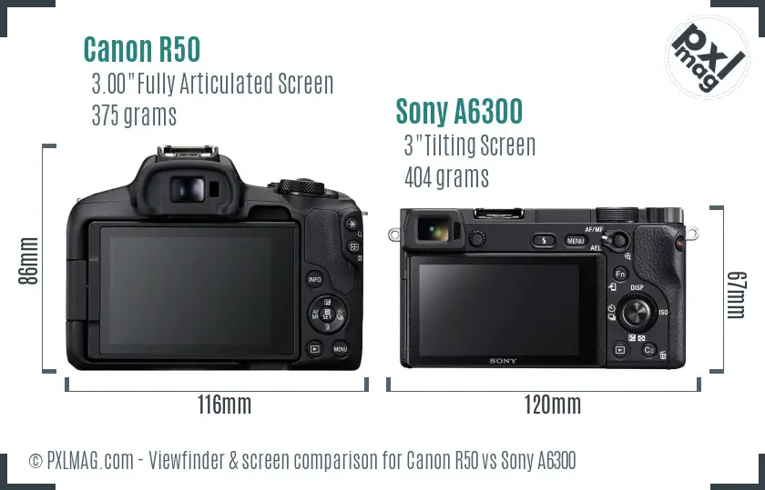 Canon R50 vs Sony A6300 Screen and Viewfinder comparison Canon R50 vs Sony A6300 Screen and Viewfinder comparison