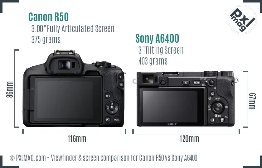 Canon R50 vs Sony A6400 Screen and Viewfinder comparison Canon R50 vs Sony A6400 Screen and Viewfinder comparison