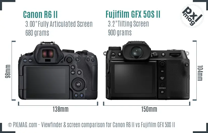 Canon R6 II vs Fujifilm GFX 50S II Screen and Viewfinder comparison