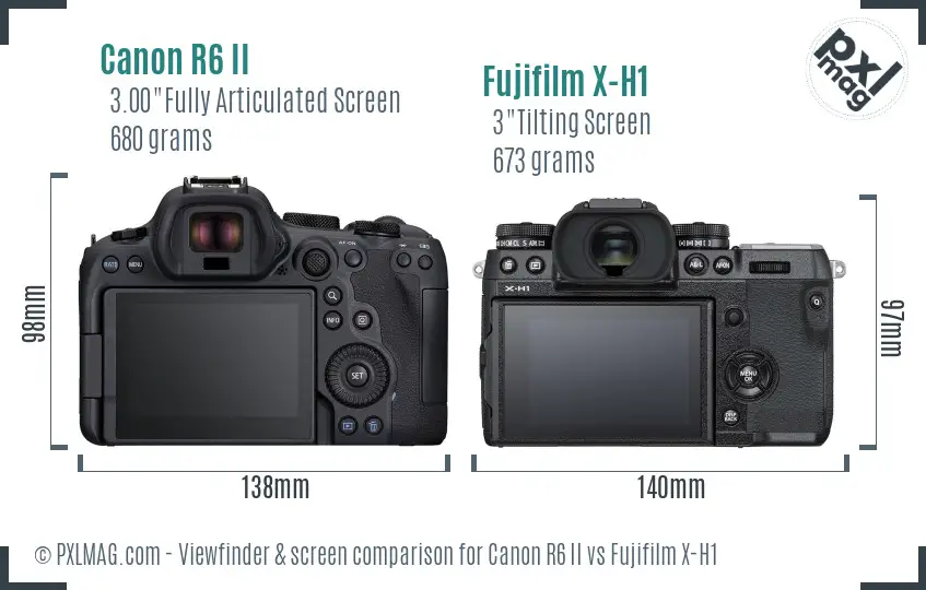 Canon R6 II vs Fujifilm X-H1 Screen and Viewfinder comparison