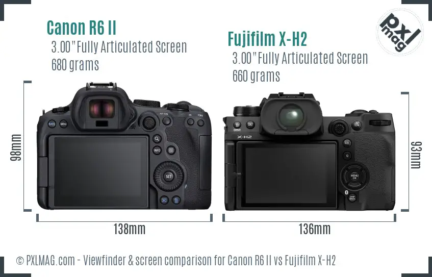 Canon R6 II vs Fujifilm X-H2 Screen and Viewfinder comparison