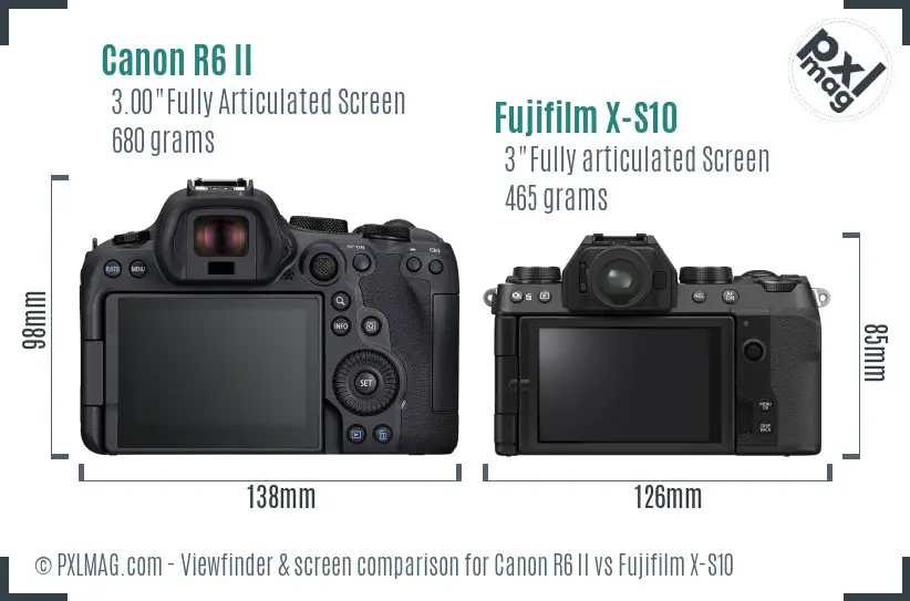 Canon R6 II vs Fujifilm X-S10 Screen and Viewfinder comparison Canon R6 II vs Fujifilm X-S10 Screen and Viewfinder comparison