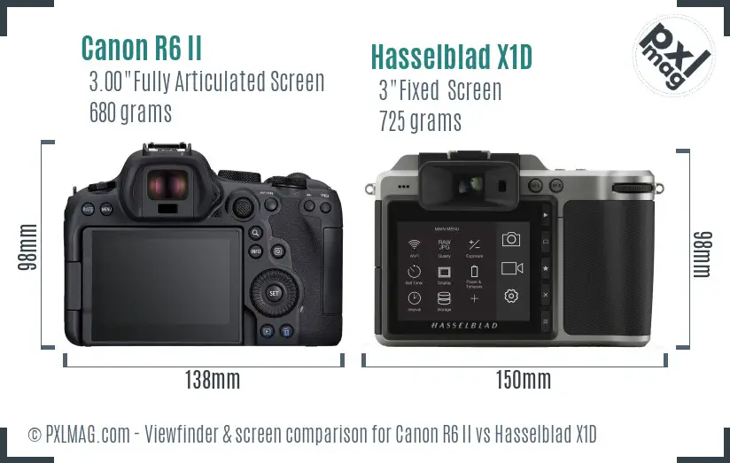Canon R6 II vs Hasselblad X1D Screen and Viewfinder comparison Canon R6 II vs Hasselblad X1D Screen and Viewfinder comparison