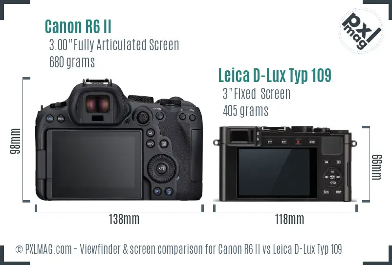 Canon R6 II vs Leica D-Lux Typ 109 Screen and Viewfinder comparison Canon R6 II vs Leica D-Lux Typ 109 Screen and Viewfinder comparison