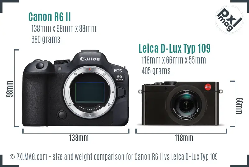 Canon R6 II vs Leica D-Lux Typ 109 size comparison Canon R6 II vs Leica D-Lux Typ 109 size comparison