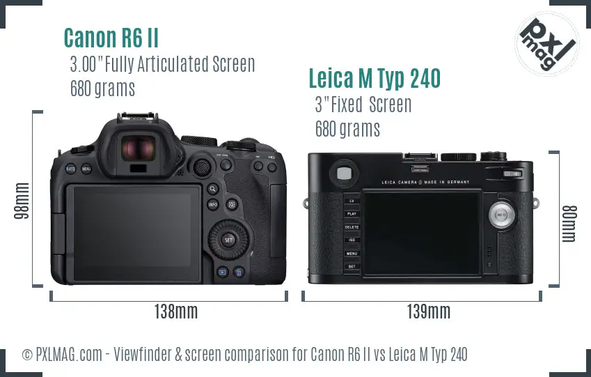 Canon R6 II vs Leica M Typ 240 Screen and Viewfinder comparison