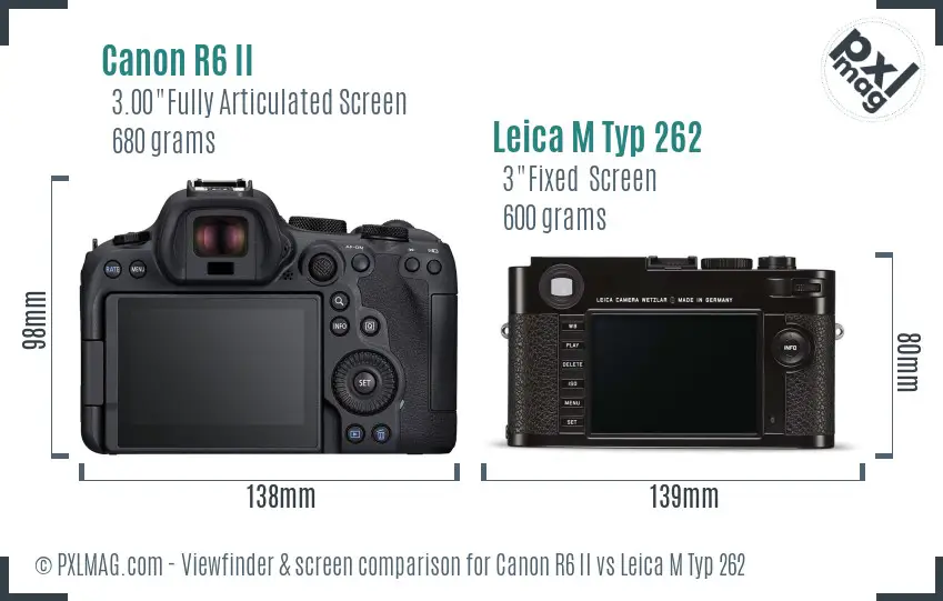 Canon R6 II vs Leica M Typ 262 Screen and Viewfinder comparison