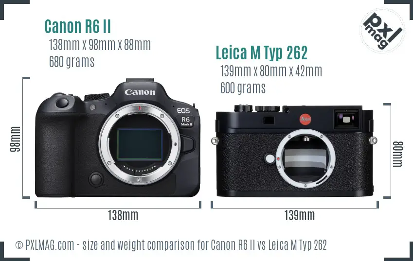 Canon R6 II vs Leica M Typ 262 size comparison