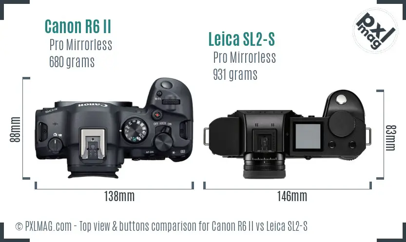 Canon R6 II vs Leica SL2-S top view buttons comparison