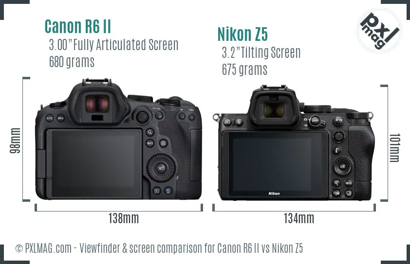 Canon R6 II vs Nikon Z5 Screen and Viewfinder comparison