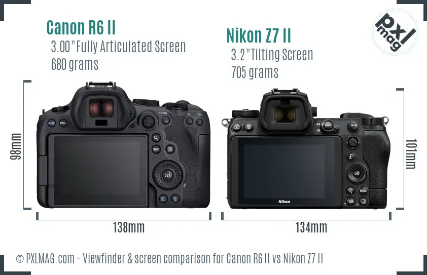 Canon R6 II vs Nikon Z7 II Screen and Viewfinder comparison