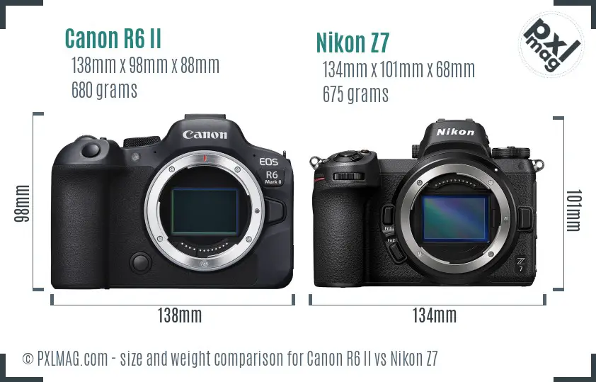 Canon R6 II vs Nikon Z7 size comparison