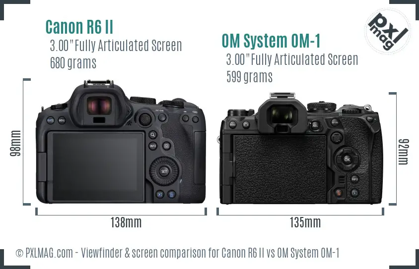 Canon R6 II vs OM System OM-1 Screen and Viewfinder comparison Canon R6 II vs OM System OM-1 Screen and Viewfinder comparison