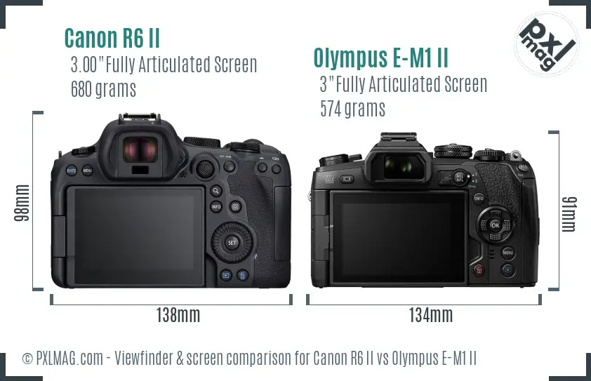 Canon R6 II vs Olympus E-M1 II Screen and Viewfinder comparison Canon R6 II vs Olympus E-M1 II Screen and Viewfinder comparison